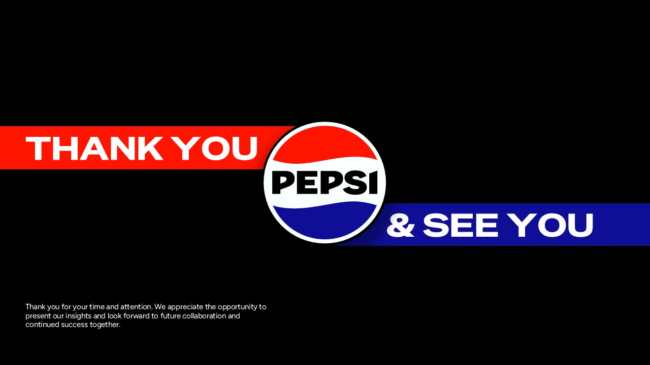 Pepsi Thank You Template - Minimalist design centers iconic logo between red-blue thank you message on black background