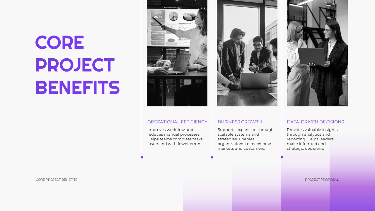 Project Benefits Template - Thank you closing slide with centered text on professional dark gradient background