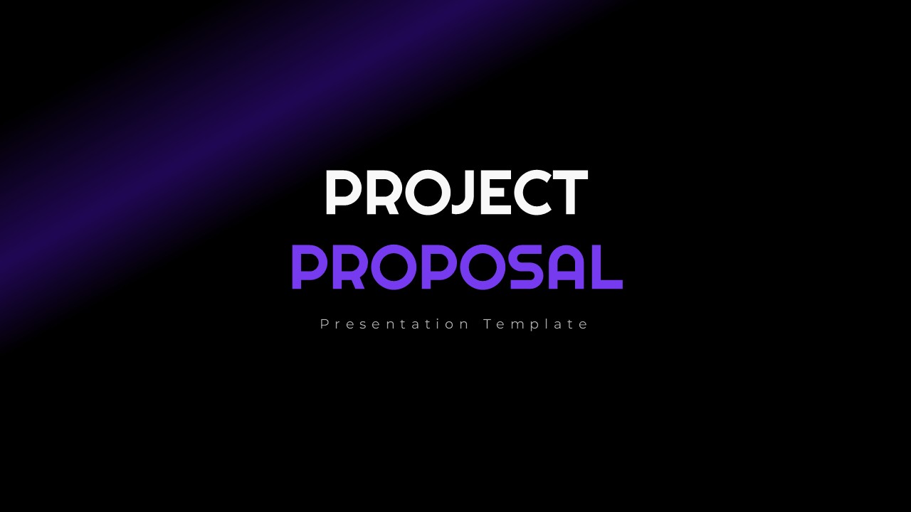 Project Proposal PowerPoint Template - Overview slide with business team photo and project summary content layout