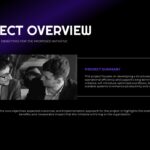 Project Proposal Overview Template - Three-column metrics slide showing revenue growth and financial KPIs with icons
