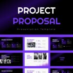 Project Proposal Template - Cover slide with grid preview of all 11 presentation slides on dark gradient background
