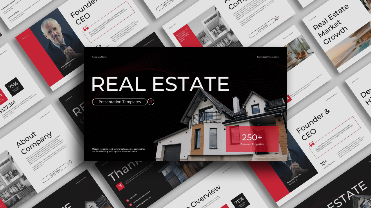 Real Estate Google Slides Template - Complete presentation overview with 11 professional slides