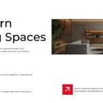 Real Estate Modern Living Spaces Template - Interior design showcase with property type breakdowns