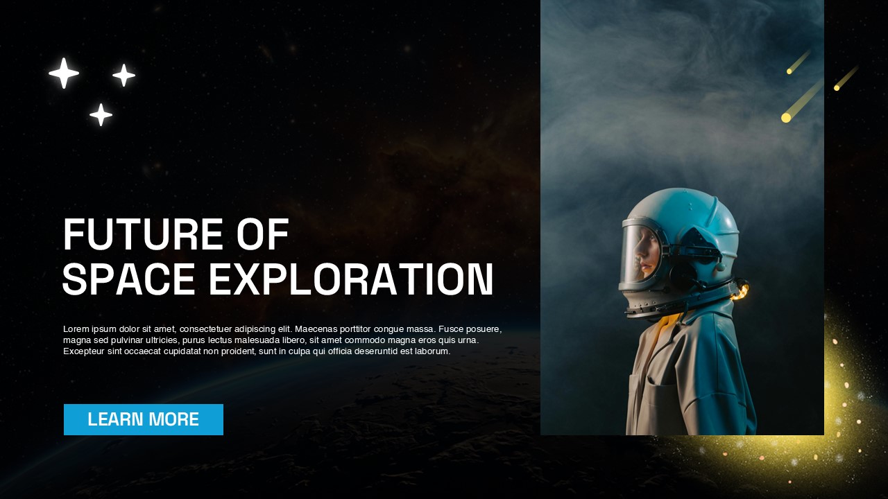 Space Template - Call-to-action slide to discuss future space exploration plans and engage audience