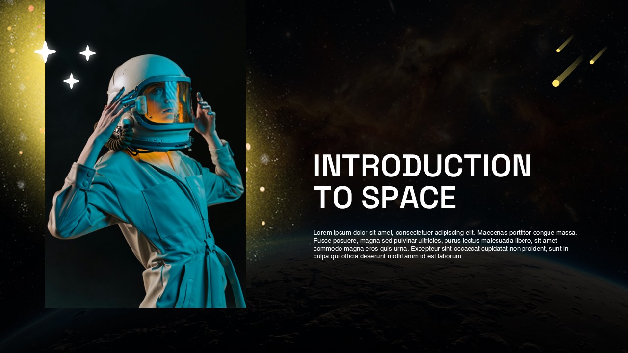 Space Template - Introduction slide to present opening content about space exploration topics