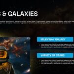 Space Template - Split layout slide to present information about stars, galaxies, and celestial objects