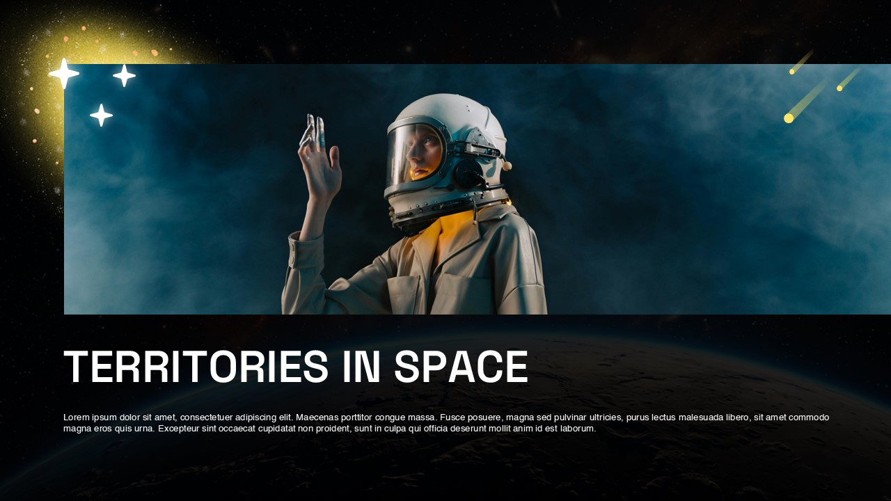 Space Template - Full-width feature slide to highlight key space exploration concepts and territories