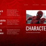 Spider-Man Character Arc Template - Peter Parker evolution slide with three-phase development progression