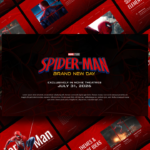 Spider-Man Movie Template Overview - Complete template preview showing all slides in mosaic layout