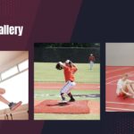 Sports PowerPoint Template - Three-image gallery grid displaying gymnastics, baseball, and tennis diversity