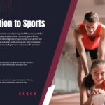 Sports PowerPoint Template - Split-screen introduction slide pairing athletic duo with structured content layout