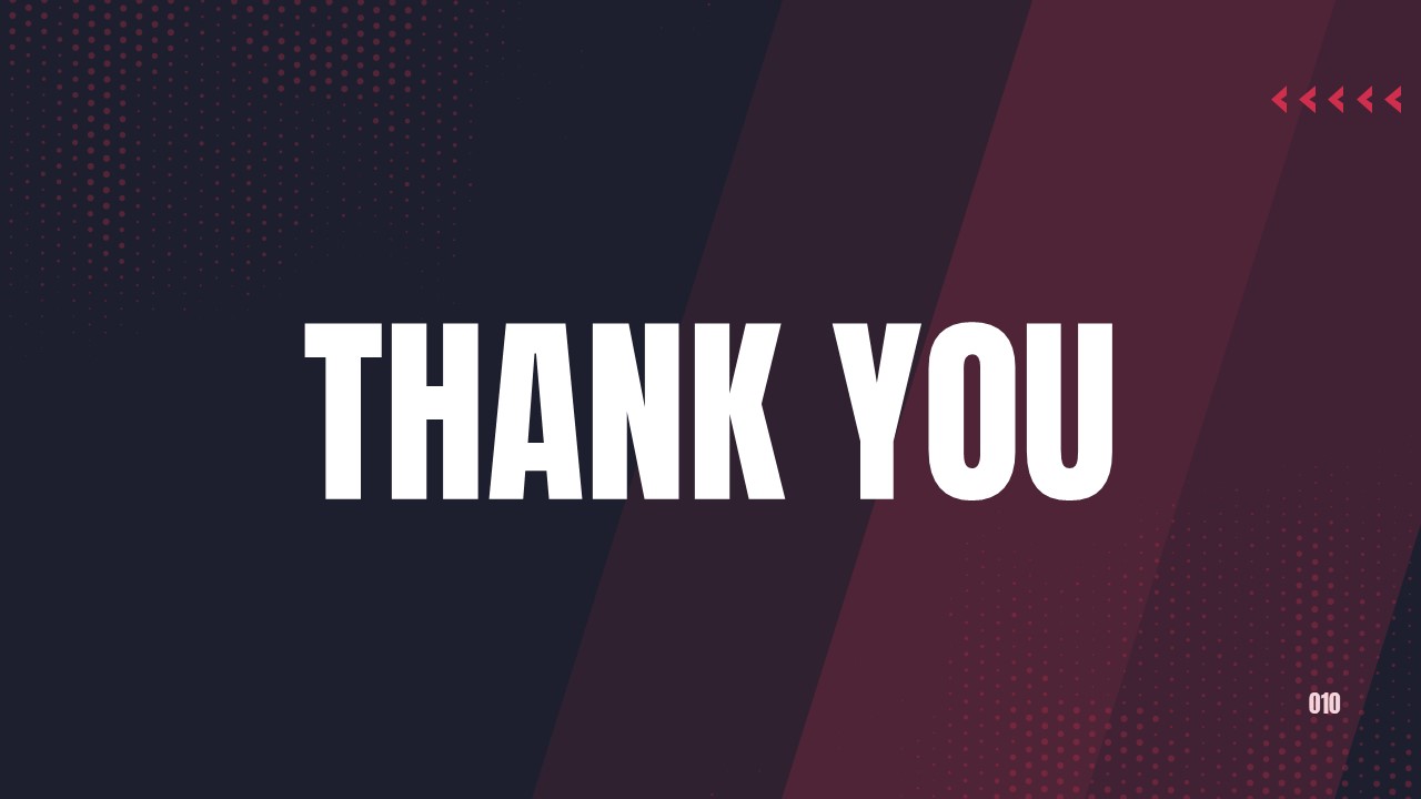 Sports PowerPoint Template - Minimalist thank you closing slide with centered text on gradient background