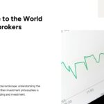 Stockbrokers Philosophy Introduction - Welcome message paired with dynamic green stock market chart visualization