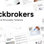 Stockbrokers Philosophy Template - Cascading slides preview with geometric bull wireframe on minimalist design