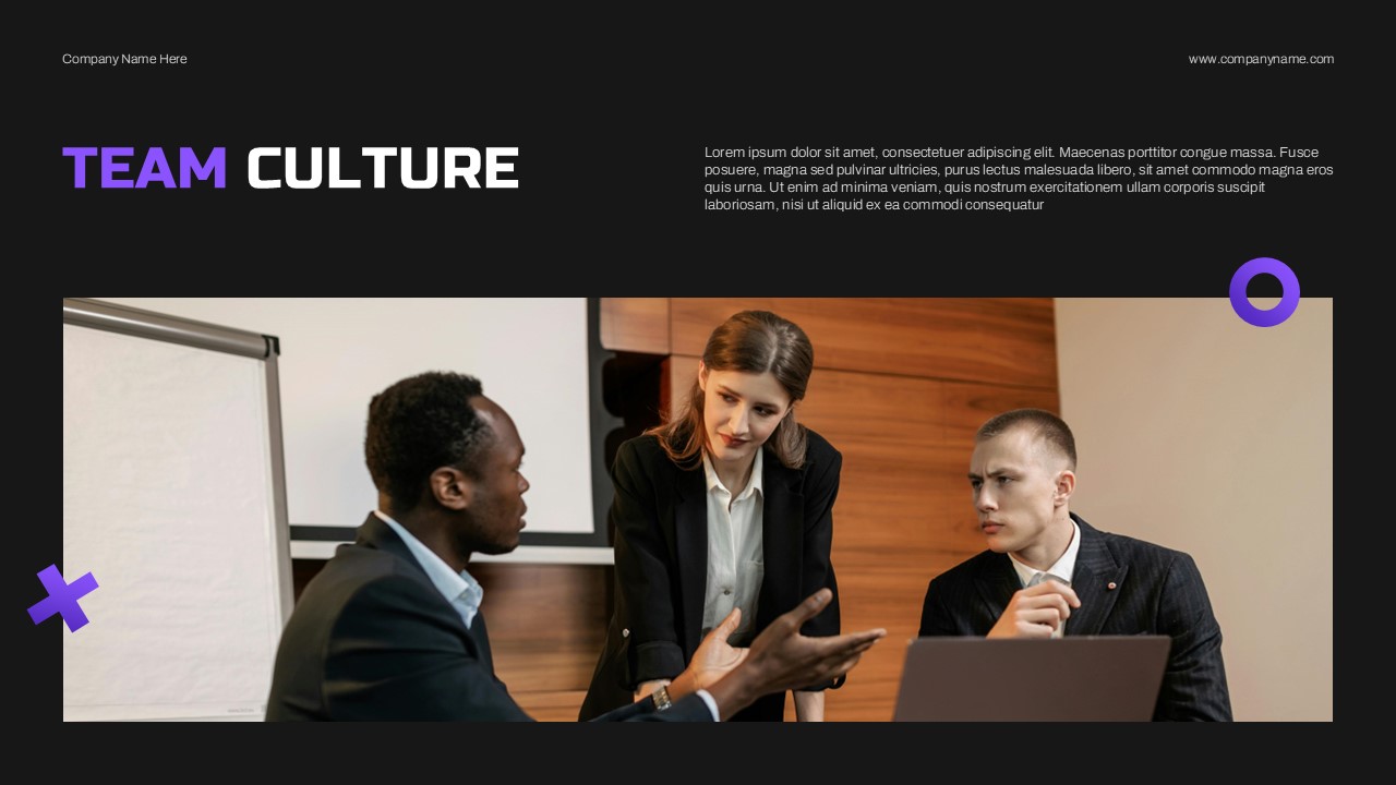 Team Introduction Template - Team culture slide with meeting photo
