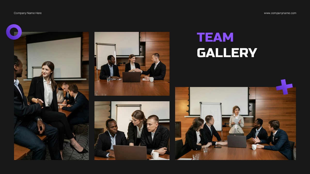 Team Introduction Template - Team gallery with workplace collaboration photos