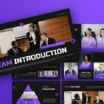 Team Introduction Template - 11 slide preview with purple theme