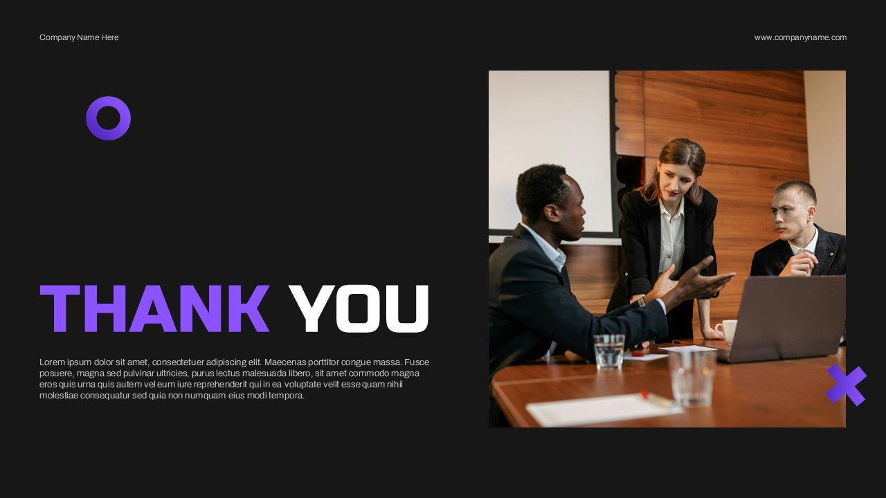 Team Introduction Template - Thank you closing slide with team photo