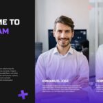 Team Introduction Template - Welcome slide with two member profiles