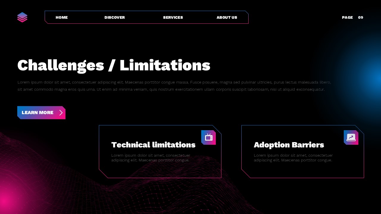 Technology Template - challenges slide with limitation sections
