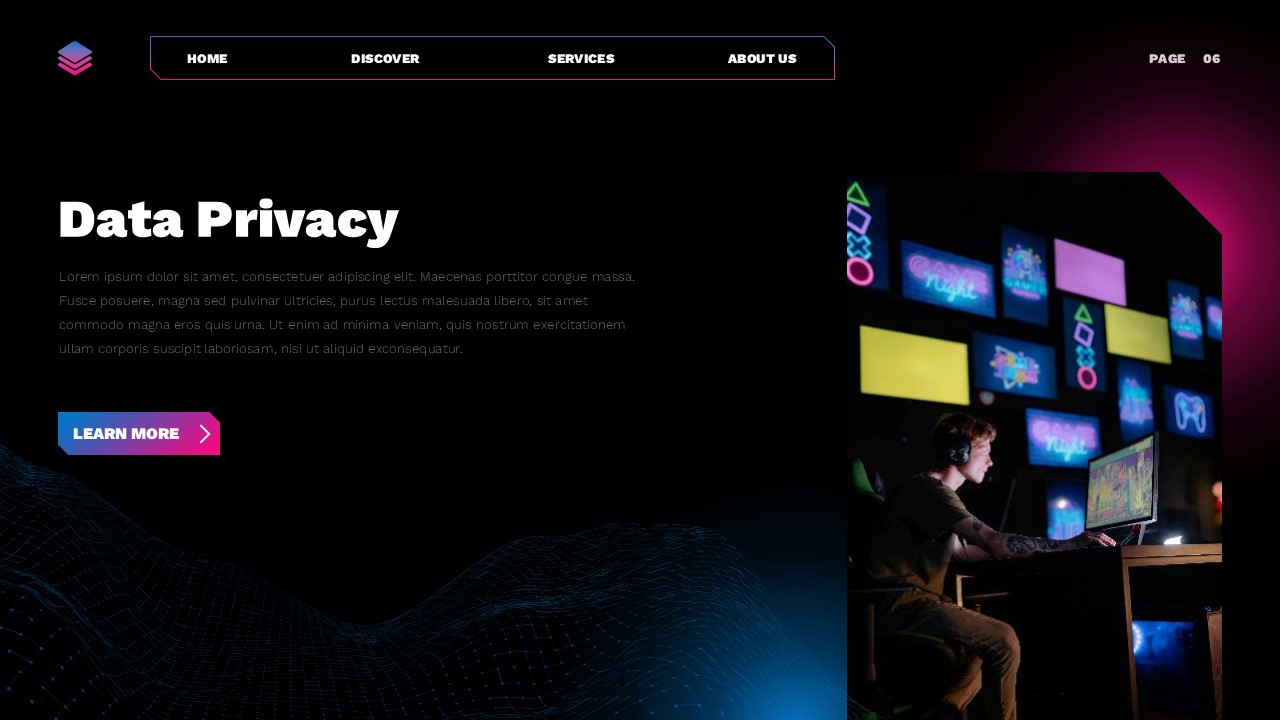 Technology Template - data privacy slide with workstation illustration