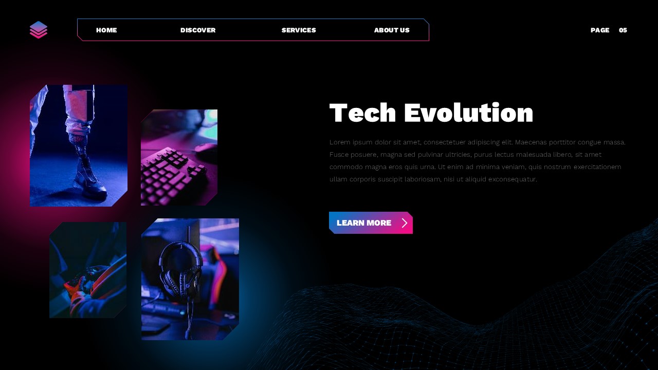 Technology Template - tech evolution slide with image gallery