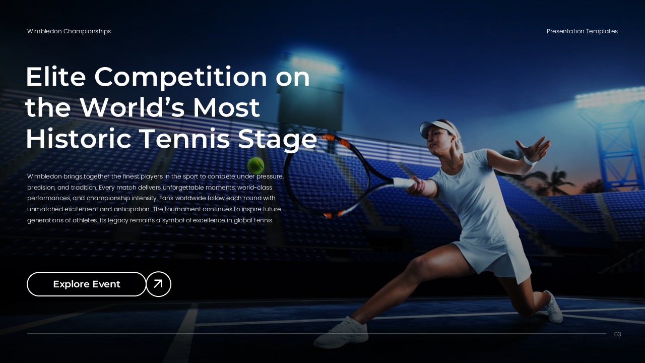 Wimbledon Template - Elite competition slide with female tennis player