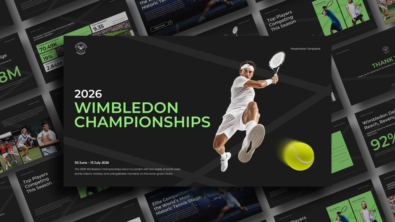 Wimbledon Template - Complete template overview with all slide layouts