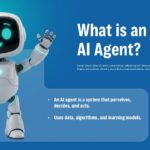 AI Agent Template - definition slide with waving robot, bullet points, green objectives box