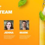 Plantilla de plan de lanzamiento de producto: diapositiva de presentación del equipo con 3 perfiles de miembros y fotos de perfil circulares.