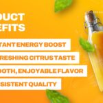 Plantilla de plan de lanzamiento de producto: diapositiva de beneficios que enumera 4 ventajas clave del producto en recuadros blancos.