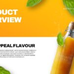 Plantilla de plan de lanzamiento de producto: diapositiva de resumen que destaca el sabor atractivo para el público general con elementos decorativos cítricos.