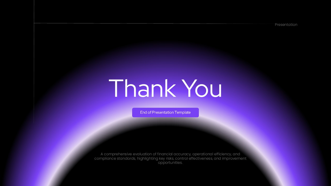 Audit Report Template - thank you slide with purple gradient design