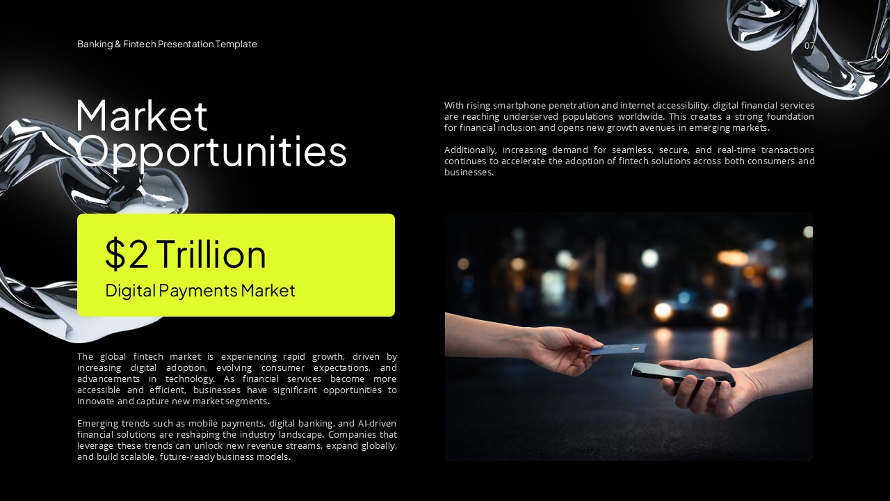 Banking & Fintech Market Opportunities - $2 trillion digital payments highlight flows with payment exchange imagery