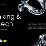 Banking & Fintech Template - Bold title flows with chrome ribbons to lime green start button on sleek black background