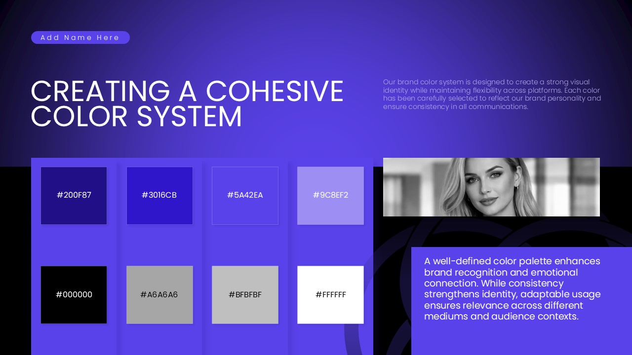Brand Identity Template - Color system with palette and hex codes