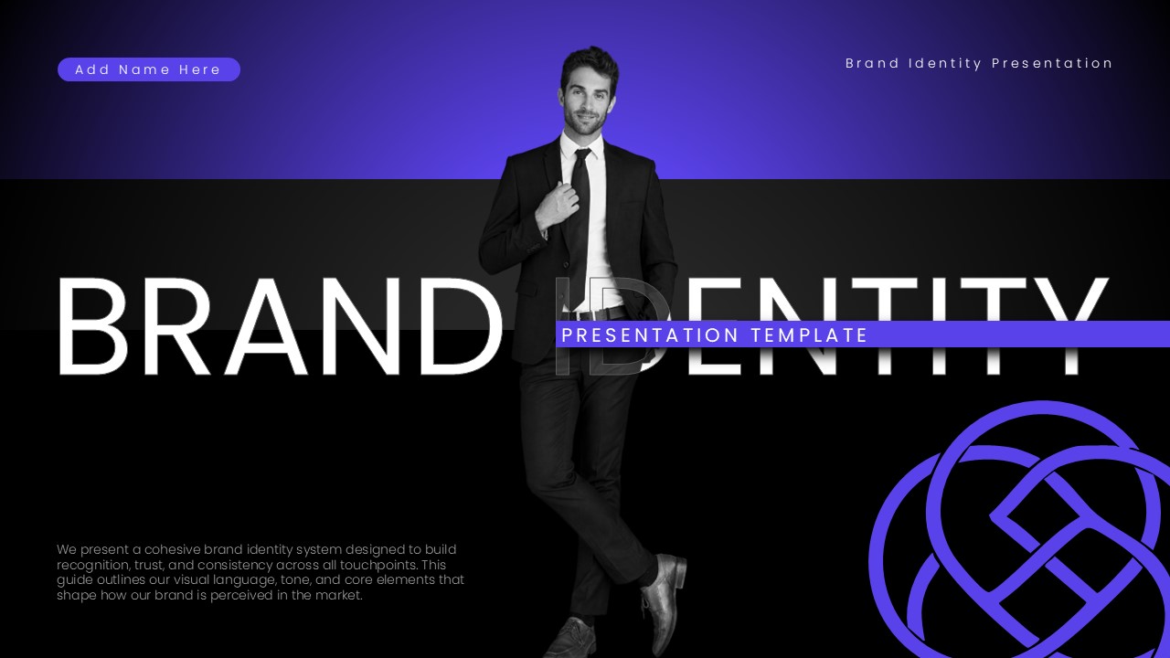 Brand Identity Template - Cover slide with professional businessman
