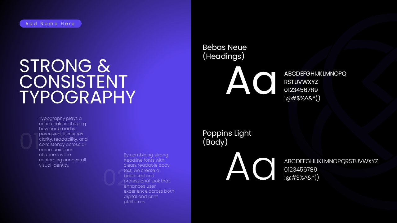 Brand Identity Template - Typography showcase with font samples