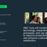 Business Case Study Template - solution slide with 4 categories and team collaboration photo