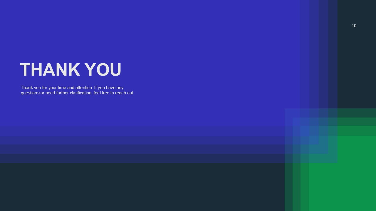 Business Case Study Template - thank you slide with blue-green gradient and white text