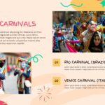 Carnival PowerPoint - Famous carnivals slide featuring Rio and Venice carnival information with performer photos