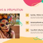 Carnival Template - Marketing and promotion strategy slide with social media and sponsorship sections