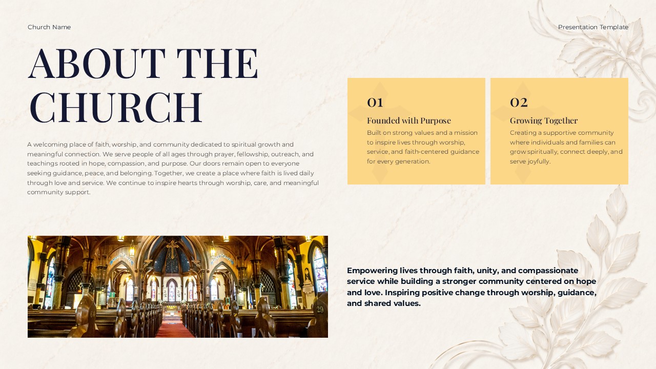 Christianity Template - About the Church content slide layout