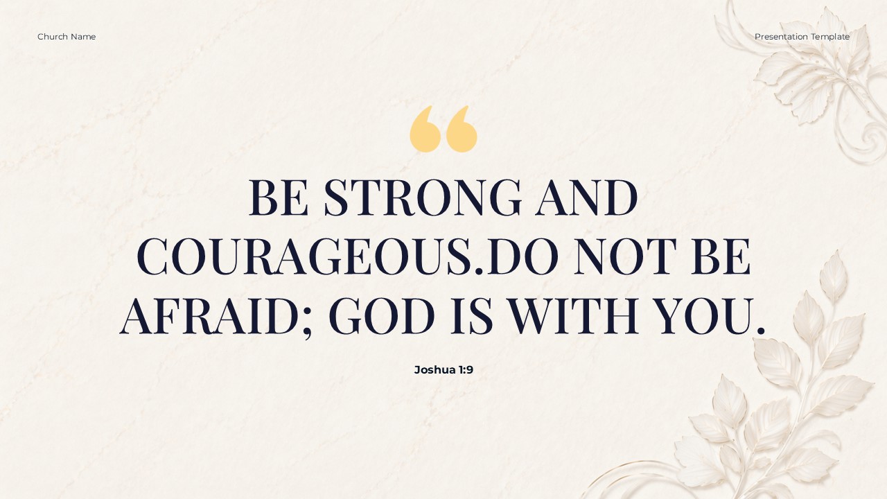 Christianity Template - Biblical quote from Joshua 1:9 inspirational slide