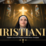 Christianity Template - Gothic cathedral with cross and nun cover slide