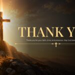 Christianity Template - Thank You slide with cross sunset landscape
