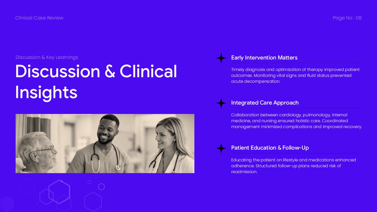 Clinical Case Review Template - Medical team discussion photo with key learning points and clinical takeaways