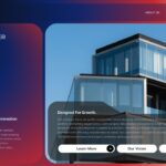 Company Overview Template - Building smarter futures slide with modern office architecture and growth content