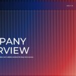 Company Overview Template - Title slide with 2026-27 branding and innovation tagline on gradient background