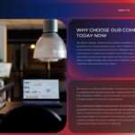 Company Overview Template - Why choose us slide with workspace imagery and collaborative process content